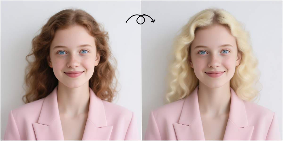 Blonde Filter AI hair transformation example
